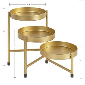 Kate and Laurel Finn Modern Tri-Level  Stand, 7.25 x 7.25 x 10, Gold,...